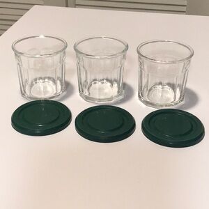 3 Luminarc clear Working Collection 10 panel glasses w lids - 14 oz.